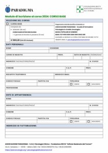 Modulo Iscrizione Compilabile Corso Base Associazione Paradigma